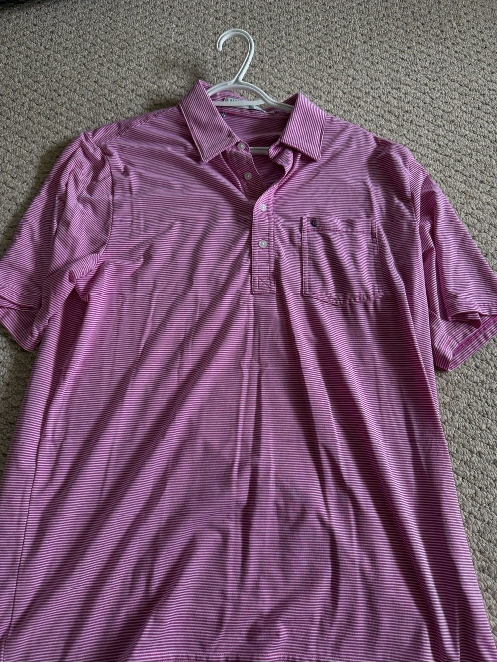 Criquet Men's Pink Striped Polo Shirt